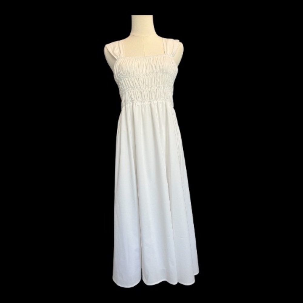 🆕 🤍✨ NWOT NANETTE LEPORE White Sleeveless Ruched Midi Dress | Sz 8
